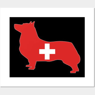 Swedish Vallhund Switzerland Flag Filled Posters and Art